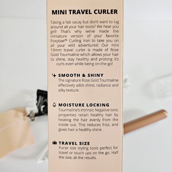 NIB Foxybae Travel/Mini Special Edition Rose Gold & White Marble Curling Wand - Picture 5 of 6